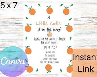 Editable A Little Cutie is on the Way! Baby Shower Invitation-Instant Digital Download- 5x7 (A7)- Printable Fruit Summer Shower Invite-