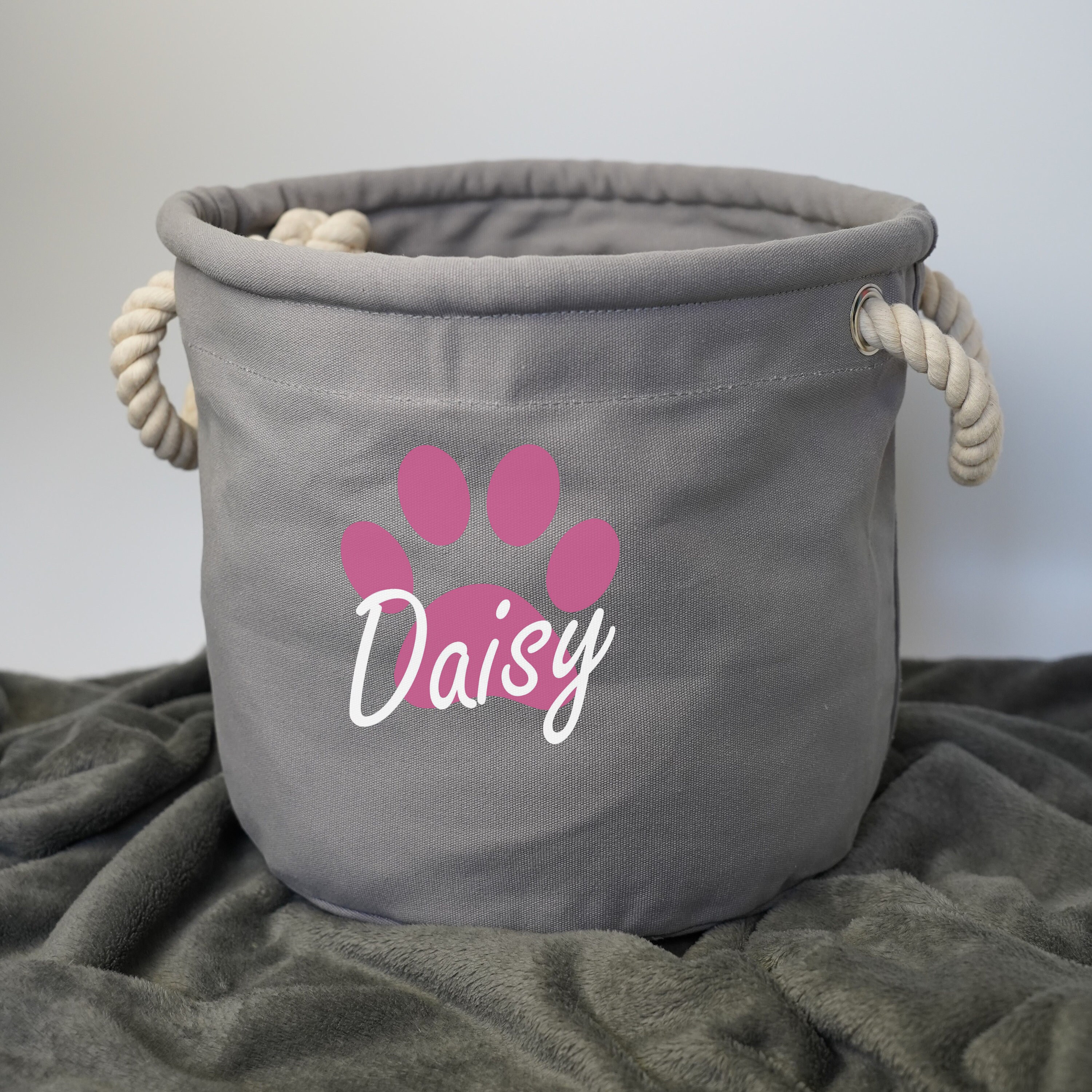 Personalised Dog Toys Storage Bag Paw Canvas Toy Bin Dog Toys Organizer