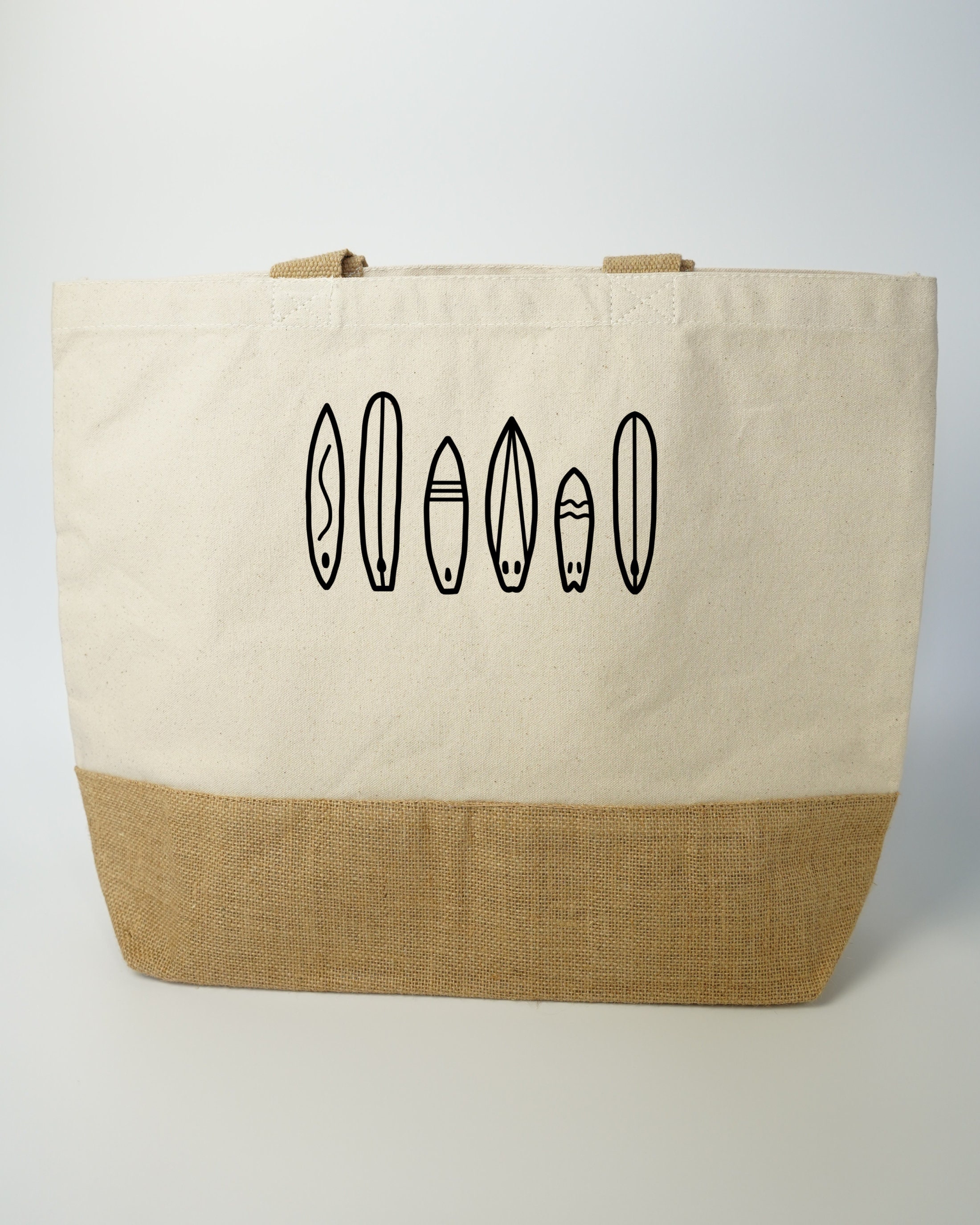 Surfboards Canvas Jute Bag Beach Bag Surf Bag Surf Tote Newquay, Cornwall Inspired Tote Bag Long
