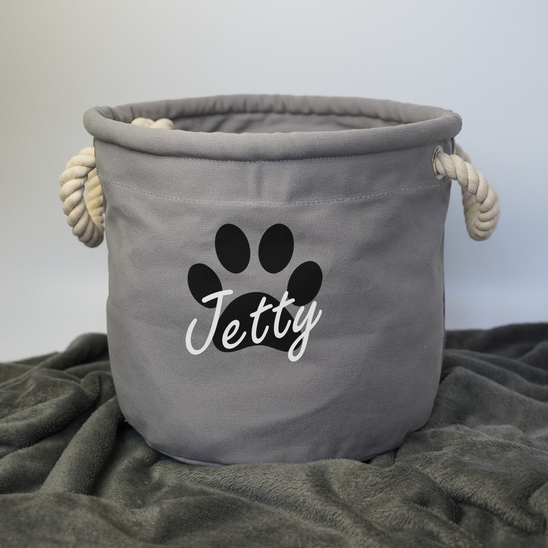 Personalised Dog Toys Storage Bag Paw Canvas Toy Bin Dog Toys Organizer