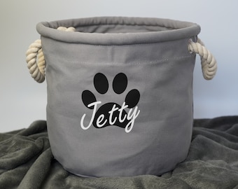 Personalised Dog Toys Storage Bag - Paw Canvas Toy Bin - Dog Toys Organizer -  Puppy Toys Storage Basket - Pet Toys Bag