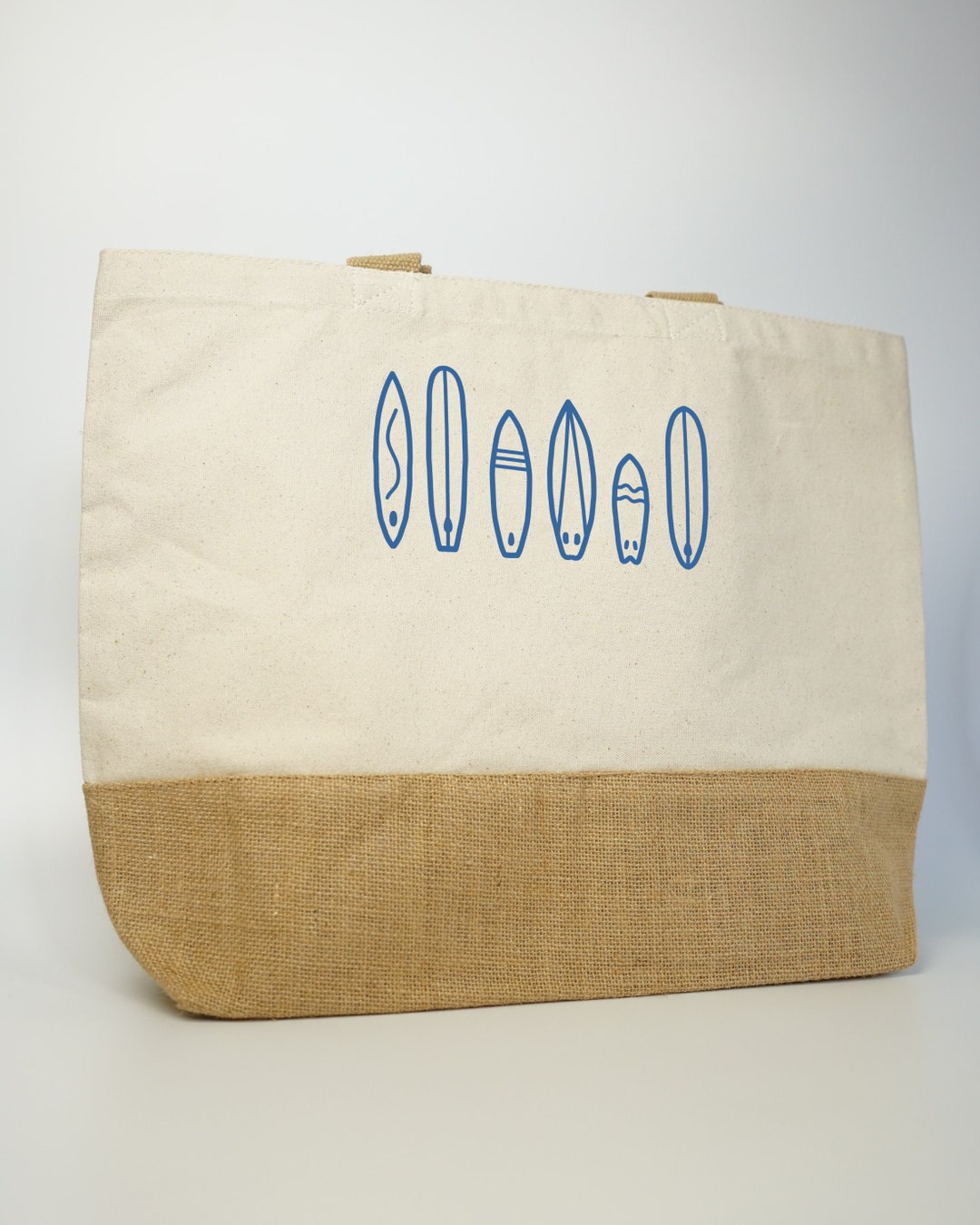 Surfboards Canvas Jute Bag Beach Bag Surf Bag Surf Tote Newquay, Cornwall Inspired Tote Bag Long