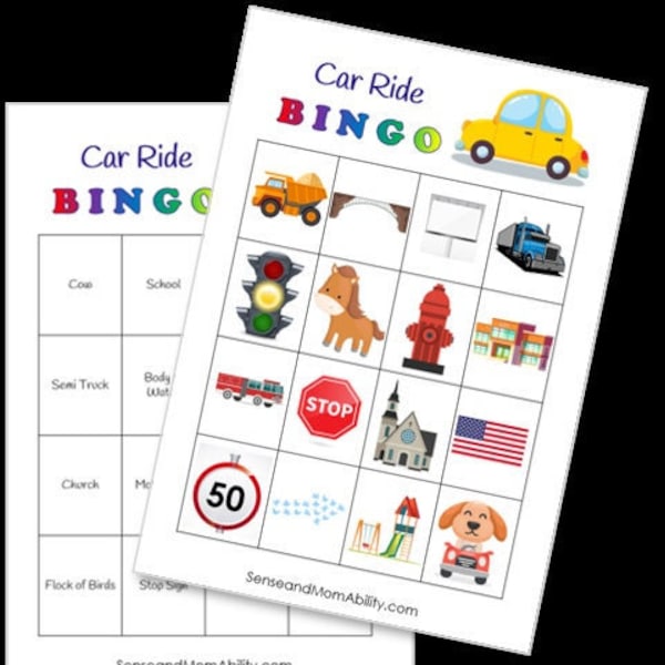 Car Ride Bingo - preschool printable