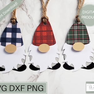 ノーム ギフト タグ SVG | クリスマス ギフト ラッピング アクセサリー | レイヤード ペーパー オーナメント テンプレート | PNG | DXF