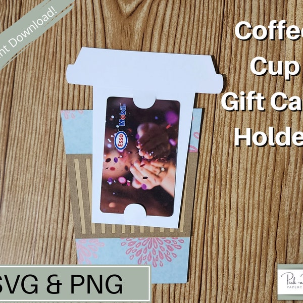 Coffee Cup Gift Card Holder for Unique Christmas Gift Wrapping | SVG & PNG patterns