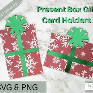 Presentar el titular de la tarjeta de regalo de la caja para envolver regalos navideños únicos / patrones SVG y PNG