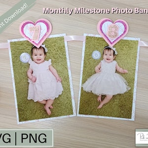 Monatlicher Meilenstein Banner SVG | 1. Geburtstag Foto Banner für Baby | PNG