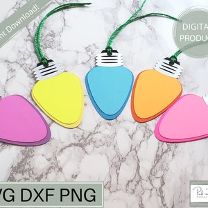 Weihnachtslichter Geschenkanhänger SVG | Glühbirne Girlande | Urlaubsgeschenk Geschenkverpackung Accessoires| Layered Papier OrnamentSchablone | PNG | Dxf