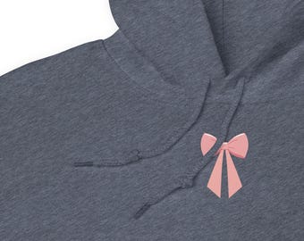 Pink Bow Hoodie | Cute Aesthetic Bow Sweatshirt | Cozy Kawaii Pullover for Women & Girls | Pink Bow Cute Unisex Hoodie