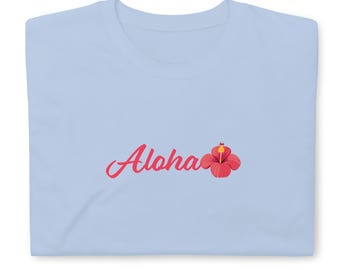 Aloha Hibiscus T-Shirt | Tropical Hawaiian Flower Tee | Beach Vacation Shirt for Women & Men | Aloha Hibiscus Flower Island Adult Unisex