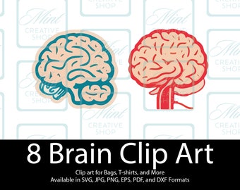 8 Brain clip art, Anatomy Digital Download, Human Brain Cliparts, clipart, SVG for Tote Bag, Tshirt, Mug, Sticker, instant digital download