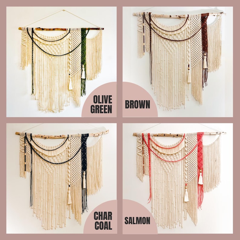 Large Macrame Wall Hanging: Boho Woven Cotton Tapestry with Tassels image 10