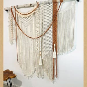 Large Macrame Wall Hanging: Boho Woven Cotton Tapestry with Tassels image 17
