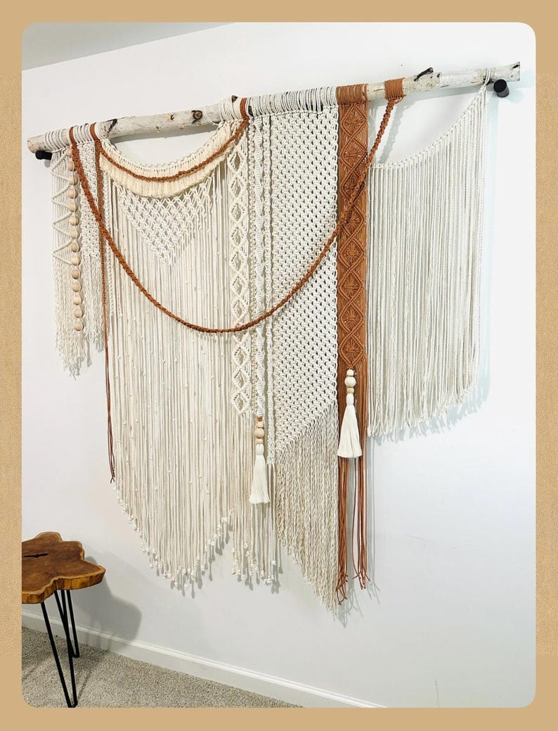 Large Macrame Wall Hanging: Boho Woven Cotton Tapestry with Tassels image 17