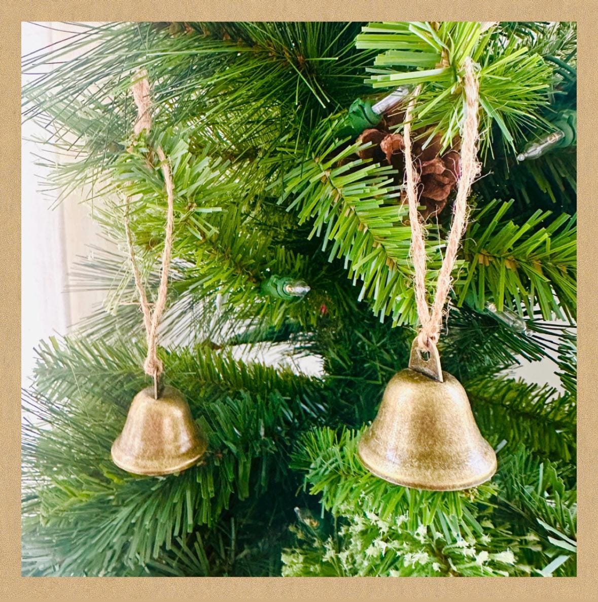 Vintage Brass Jingle Bells Set – Rustic Christmas Ornaments With Jute ...