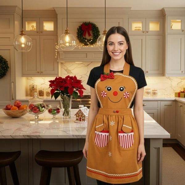 Gingerbread Girl Christmas Apron: Holiday Baking Chef Apron