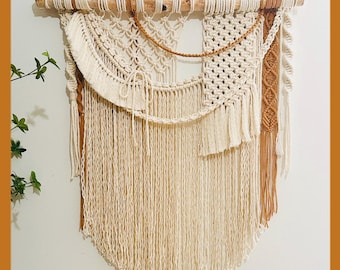Large Macrame Wall Hanging: Boho Woven Cotton Tapestry with Tassels