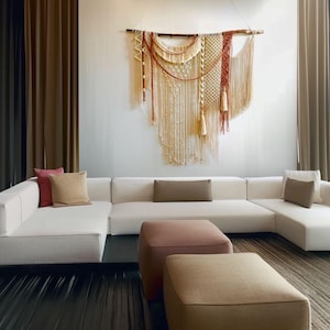 Large Macrame Wall Hanging: Boho Woven Cotton Tapestry with Tassels image 8