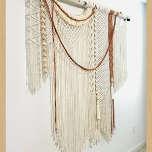 Large Macrame Wall Hanging: Boho Woven Cotton Tapestry with Tassels image 16