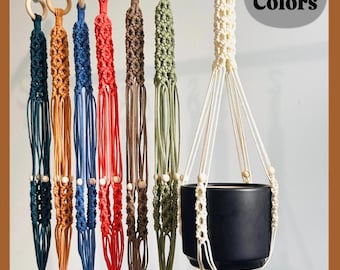 Handmade Macrame Plant Hanger: Boho Home Decor with Wood Ring