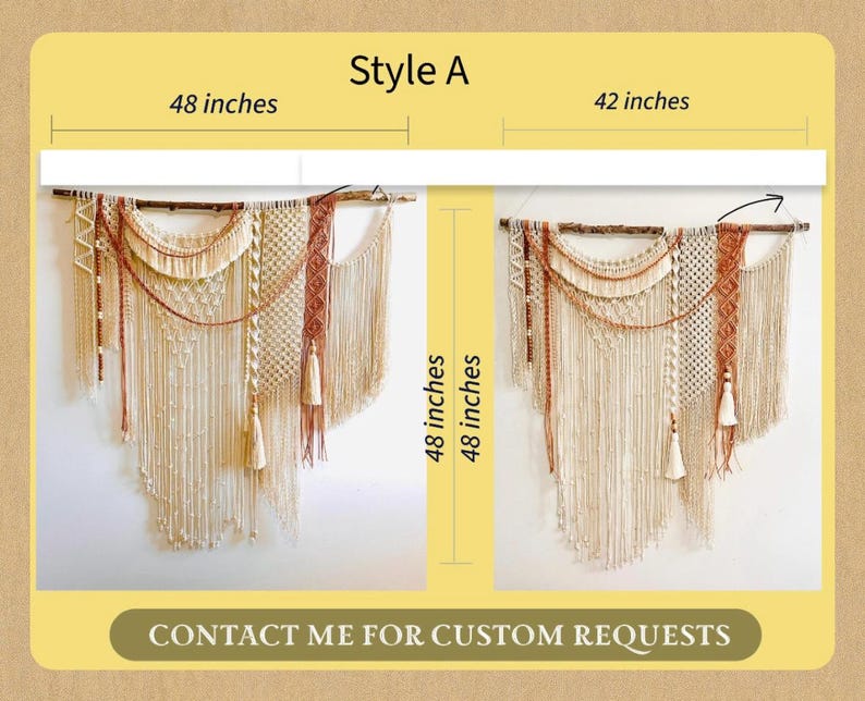 Large Macrame Wall Hanging: Boho Woven Cotton Tapestry with Tassels image 5