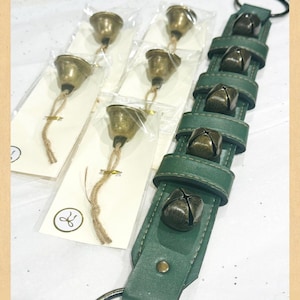 Faux Leather Jingle Bell Door Hanger | Holiday Doorbell Strap | Rustic Jingle Bells