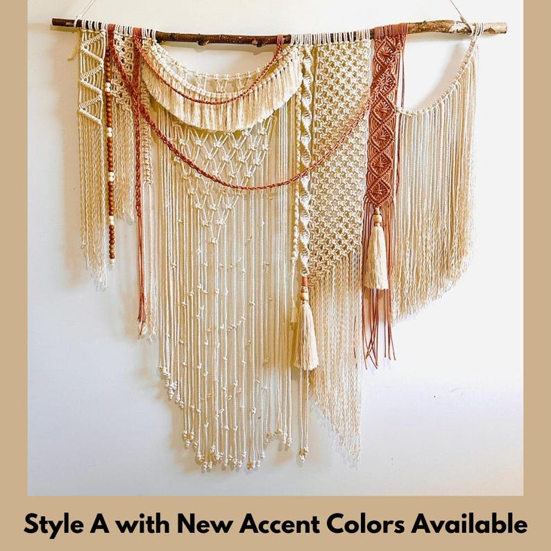 Large Macrame Wall Hanging: Boho Woven Cotton Tapestry with Tassels image 1