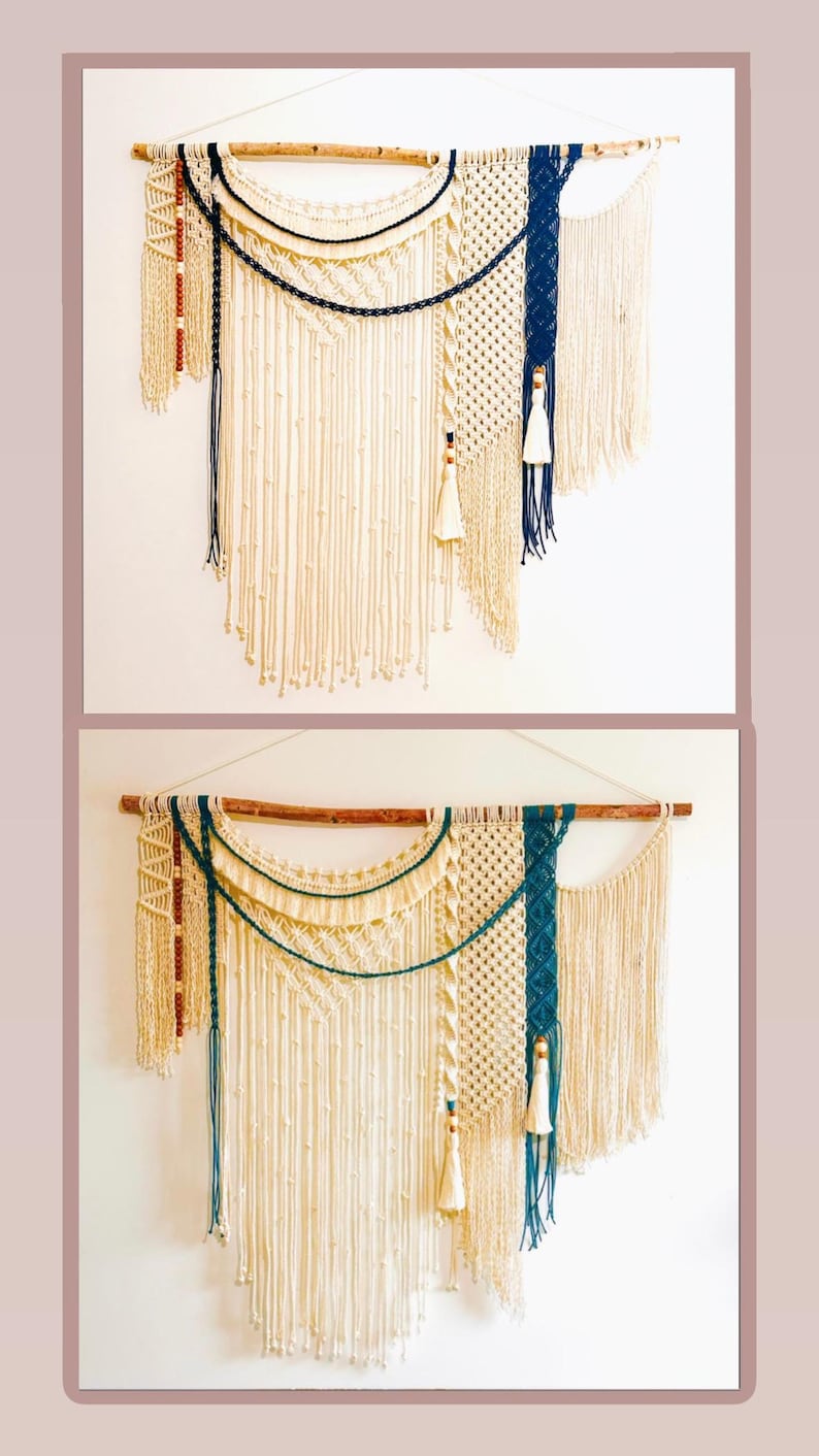 Large Macrame Wall Hanging: Boho Woven Cotton Tapestry with Tassels image 12