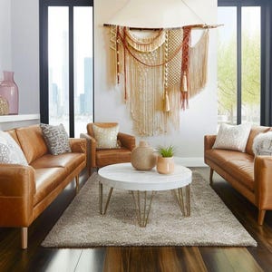 Large Macrame Wall Hanging: Boho Woven Cotton Tapestry with Tassels image 6