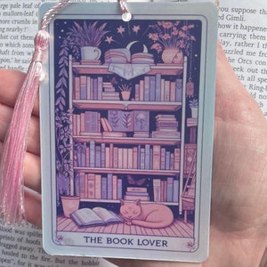 The book lover Tarot card Bookmark, holographic bookmark, Gothic Bookmark, Booktok Bookmark, Bookish Gifts for Readers, Handmade Bookmark