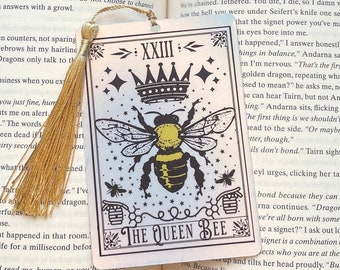 queen bee Tarot card Bookmark, holographic bookmark, Gothic Bookmark, Booktok Bookmark, Bookish Gifts for Readers, Handmade Bookmark, bee