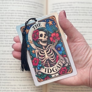 IDGAF Tarot card Bookmark, holographic bookmark, Gothic Bookmark, Booktok Bookmark, Bookish Gifts for Readers, Handmade Bookmark