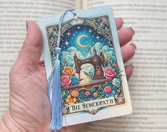 Sewing Tarot card Bookmark, sewsciopath, Gothic Bookmark, Booktok Bookmark, Bookish Gifts for Readers, Handmade Bookmark, sewing gift