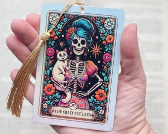 Cat Tarot card Bookmark, holographic bookmark, cat lover gift, Booktok Bookmark, Bookish Gifts for Readers, Handmade Bookmark, cat gifts
