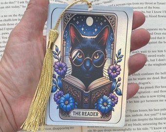 Cat Tarot card Bookmark, holographic bookmark, cat lover gift, Booktok Bookmark, Bookish Gifts for Readers, Handmade Bookmark, cat gift