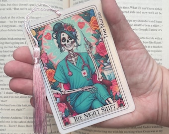 The Nurse Tarot card Bookmark, holographic bookmark, Gothic Bookmark, Booktok Bookmark, Bookish Gifts for Readers, Handmade Bookmark