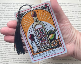 Tequila Tarot card Bookmark, holographic bookmark, Gothic Bookmark, Booktok Bookmark, Bookish Gifts for Readers, Handmade Bookmark