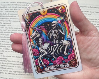 Tarot card Bookmark, holographic bookmark, the audacity, Gothic Bookmark, Booktok Bookmark, Bookish Gifts for Readers, Handmade Bookmark,