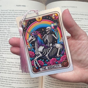 Tarot card Bookmark, holographic bookmark, the audacity, Gothic Bookmark, Booktok Bookmark, Bookish Gifts for Readers, Handmade Bookmark, image 1