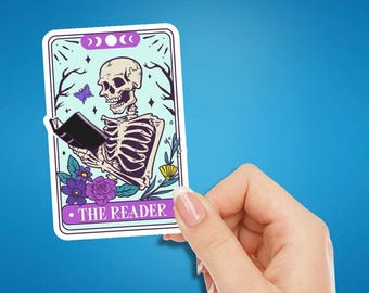 The reader skeleton sticker, the reader, booktok sticker, Kindle sticker, bookish sticker, book lover sticker, kindle addict,