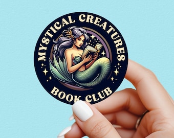 Mystical creatures bookclub sticker, mermaid  sticker, book sticker, kindle sticker, bookish sticker, book stickers, book merch