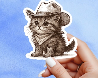 Cowboy cat sticker, Western sticker, country  sticker, cowboy sticker, book sticker, kindle sticker, book stickers, stickers for kindle