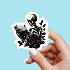Skeleton reading sticker, dark romance sticker,  kindle sticker, kindle sticker, bookish sticker, book stickers, stickers for kindle