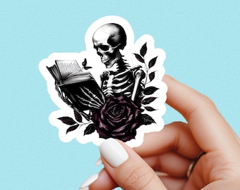 Skeleton reading sticker, dark romance sticker,  kindle sticker, kindle sticker, bookish sticker, book stickers, stickers for kindle