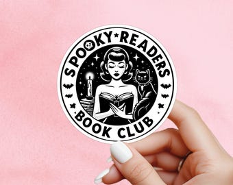 Spooky readers book club sticker, Black cat sticker, Halloween sticker, spooky sticker, book sticker, kindle sticker, bookish sticker,