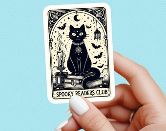 Spooky readers book club sticker, Black cat sticker, Halloween sticker, spooky sticker, book sticker, kindle sticker, bookish sticker,