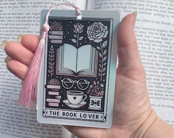 The book lovet Tarot card Bookmark, holographic bookmark, Gothic Bookmark, Booktok Bookmark, Bookish Gifts for Readers, Handmade Bookmark