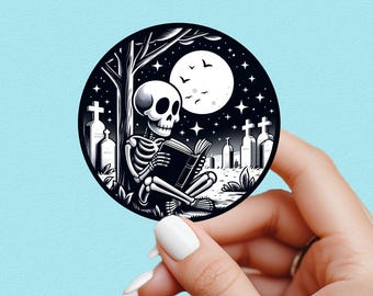Skeleton sticker, Halloween sticker, fall sticker  kindle sticker, spooky sticker, kindle sticker, bookish sticker, book stickers,