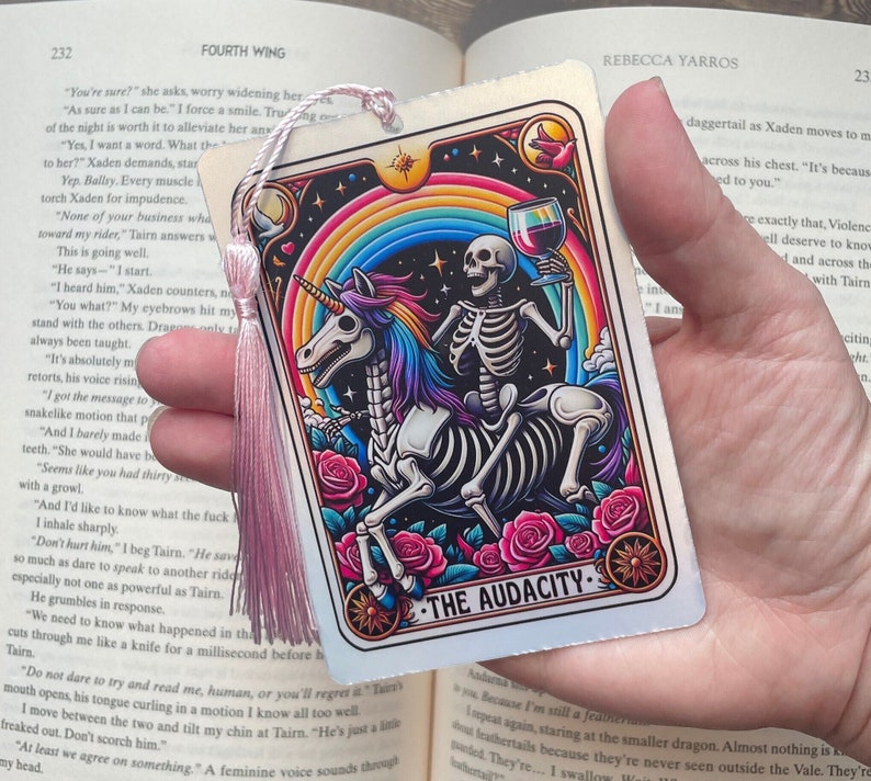 Tarot card Bookmark, holographic bookmark, the audacity, Gothic Bookmark, Booktok Bookmark, Bookish Gifts for Readers, Handmade Bookmark, image 1