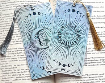 Celestial holographic Bookmark, sun and moon bookmark, holographic bookmark, witchy Bookmark